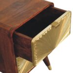 Avora Brass Embossed 2 Drawer Chestnut Nightstand - Image 5
