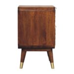Avora Brass Embossed 2 Drawer Chestnut Nightstand - Image 7