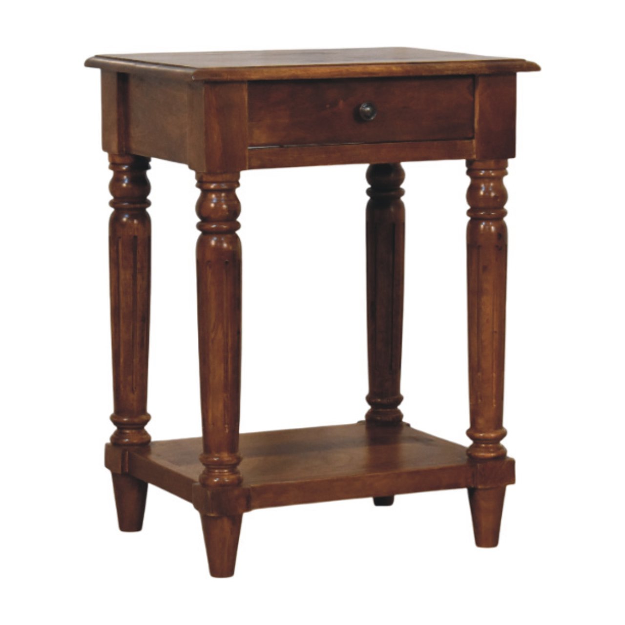 IN4016-2.jpg Turned legs Chestnut 1 Drawer Side Table - Image 1