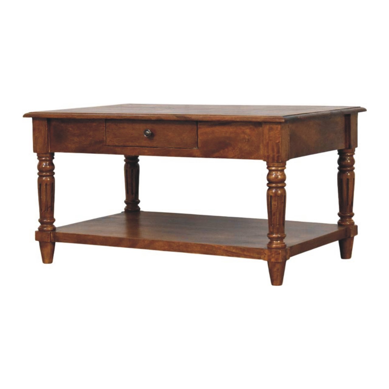 IN4021-2.jpg Turned legs Chestnut 2 Drawer Coffee Table - Image 1