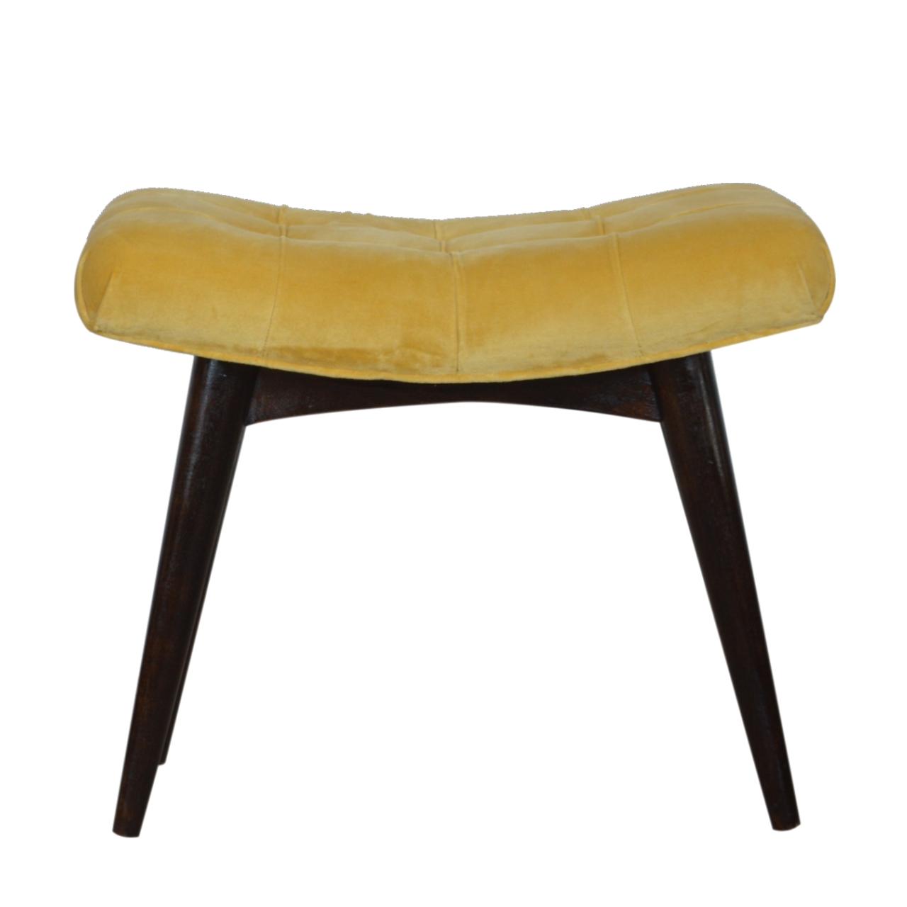 IN928-1-1.jpg Mustard Cotton Velvet Curved Bench - Image 1