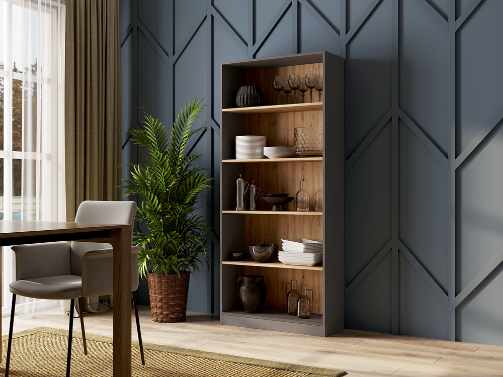 I_R80-REGAL_1 Onyx R80 Classic Bookcase in Anthracite / Artisan Oak - Image 3