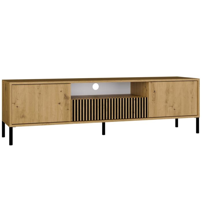 TV Cabinet Elwood 160 Oak Ribbed Front - Image 1