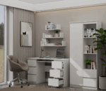 Kuba White Desk - 6 Drawers - Image 5