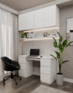 Kuba White Desk - 6 Drawers - Image 3