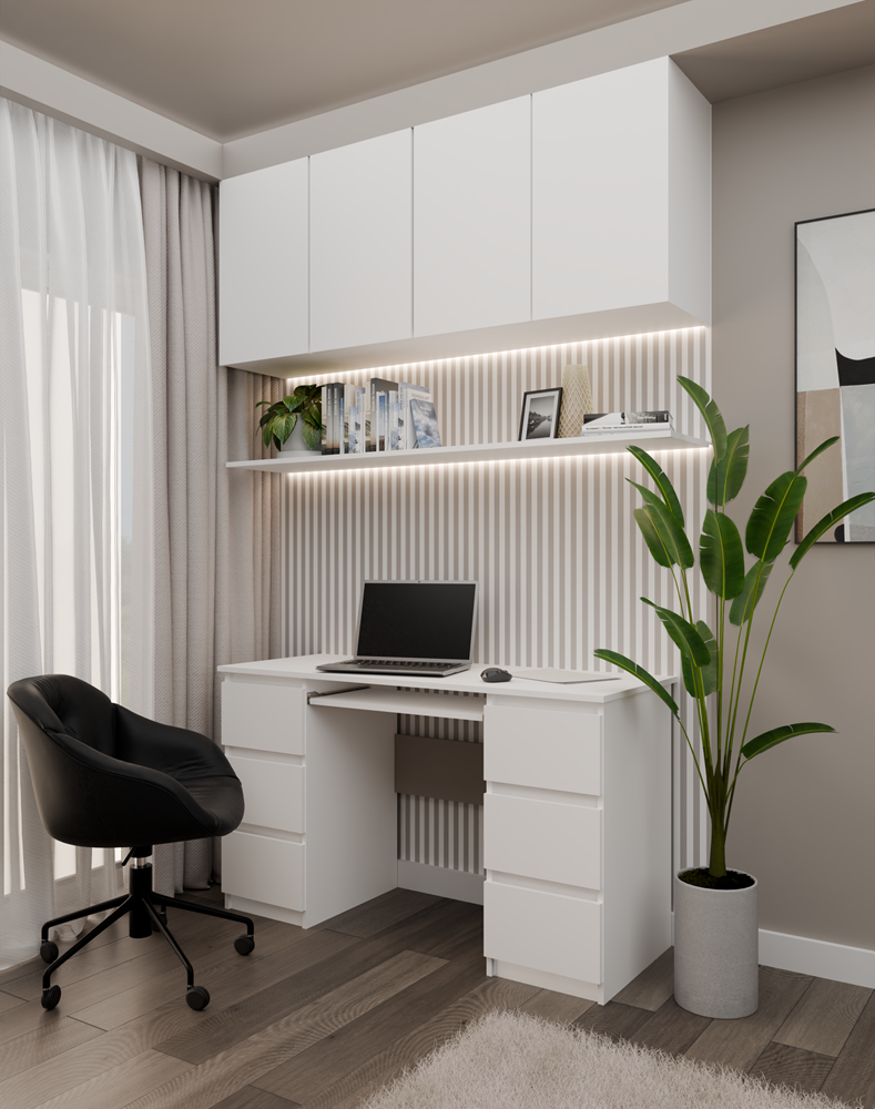 KUBABIURKOBIEL_ Kuba White Desk - 6 Drawers - Image 3