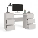 Kuba White Desk - 6 Drawers - Image 2