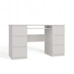 Kuba White Desk - 6 Drawers