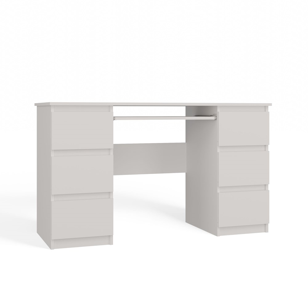 KUBABIURKOBRYLKABIELBOKZM Kuba White Desk - 6 Drawers - Image 1