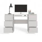 Kuba White Desk - 6 Drawers - Image 7