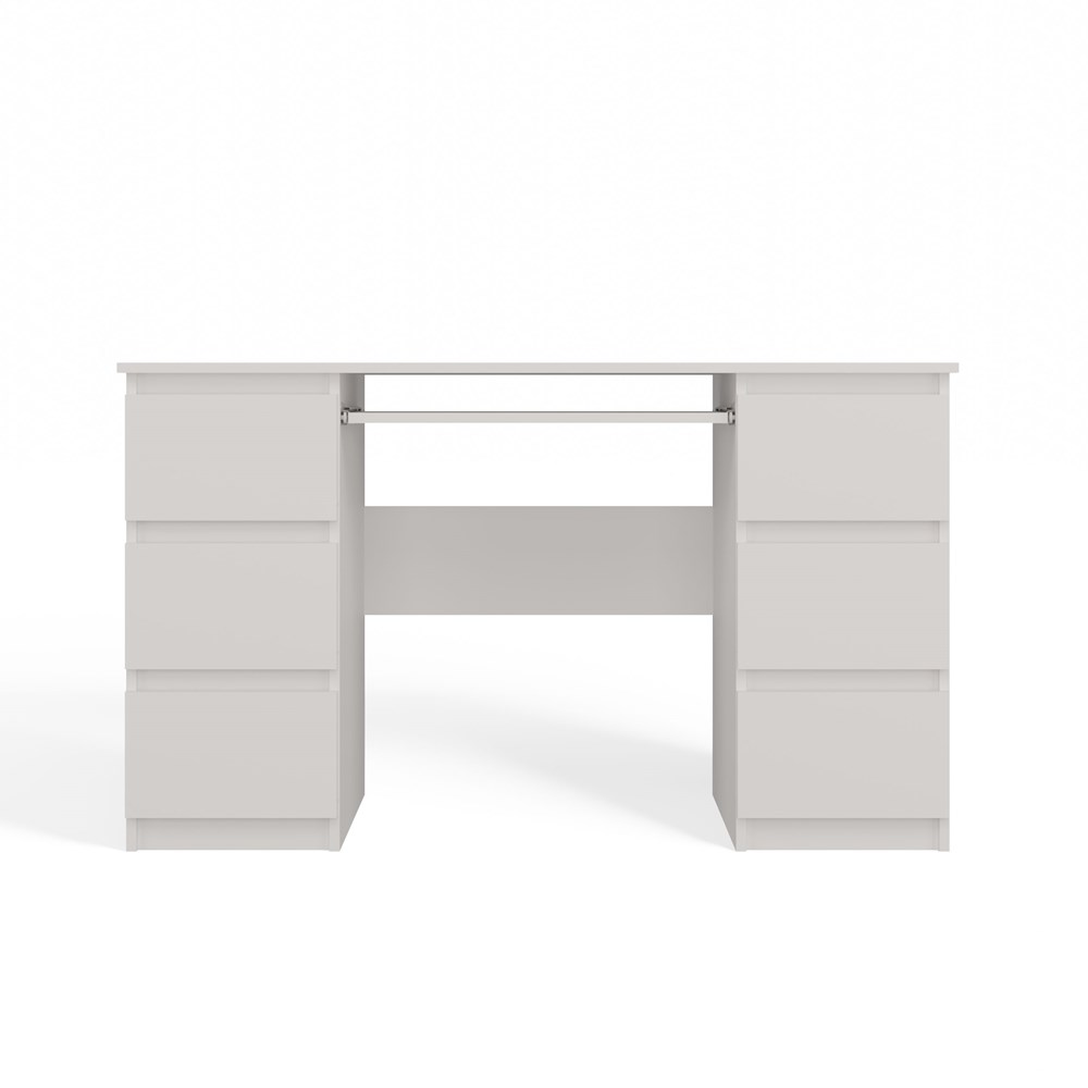 KUBABIURKOBRYLKABIELFRONTZM Kuba White Desk - 6 Drawers - Image 6