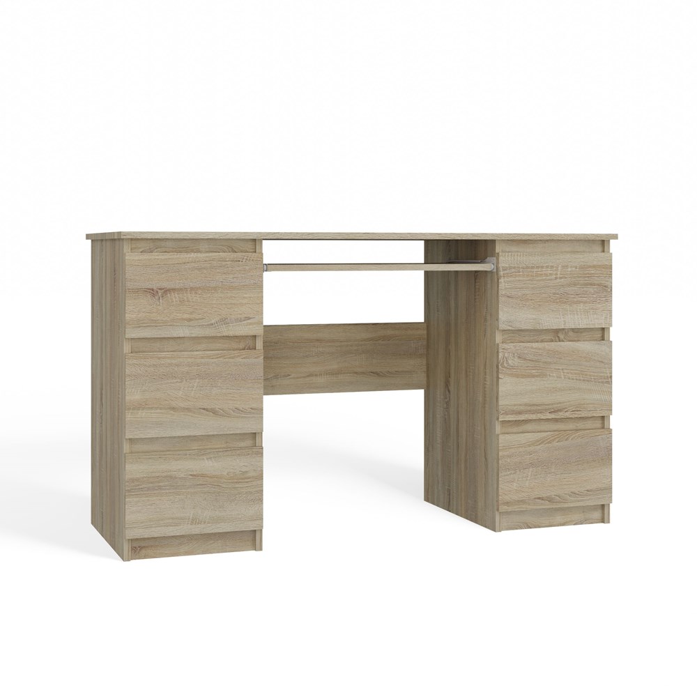 KUBABIURKOBRYLKASONOMABOKZM Kuba Sonoma Oak Desk - 6 Drawers - Image 1