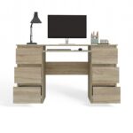 Kuba Sonoma Oak Desk - 6 Drawers - Image 7