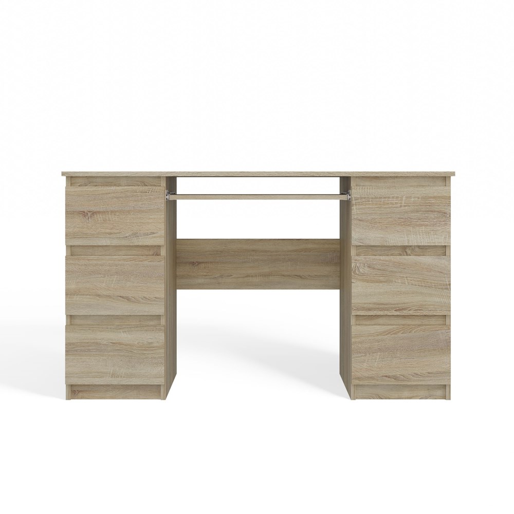 KUBABIURKOBRYLKASONOMAFRONTZM Kuba Sonoma Oak Desk - 6 Drawers - Image 6
