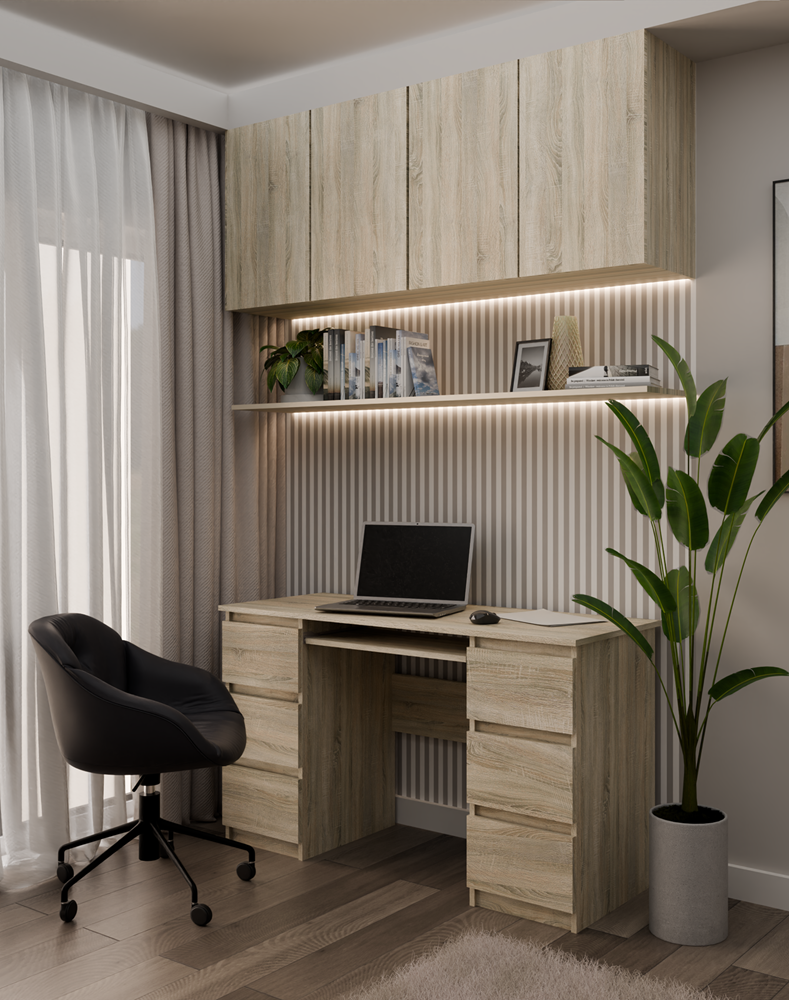 KUBABIURKOSONOMA Kuba Sonoma Oak Desk - 6 Drawers - Image 5