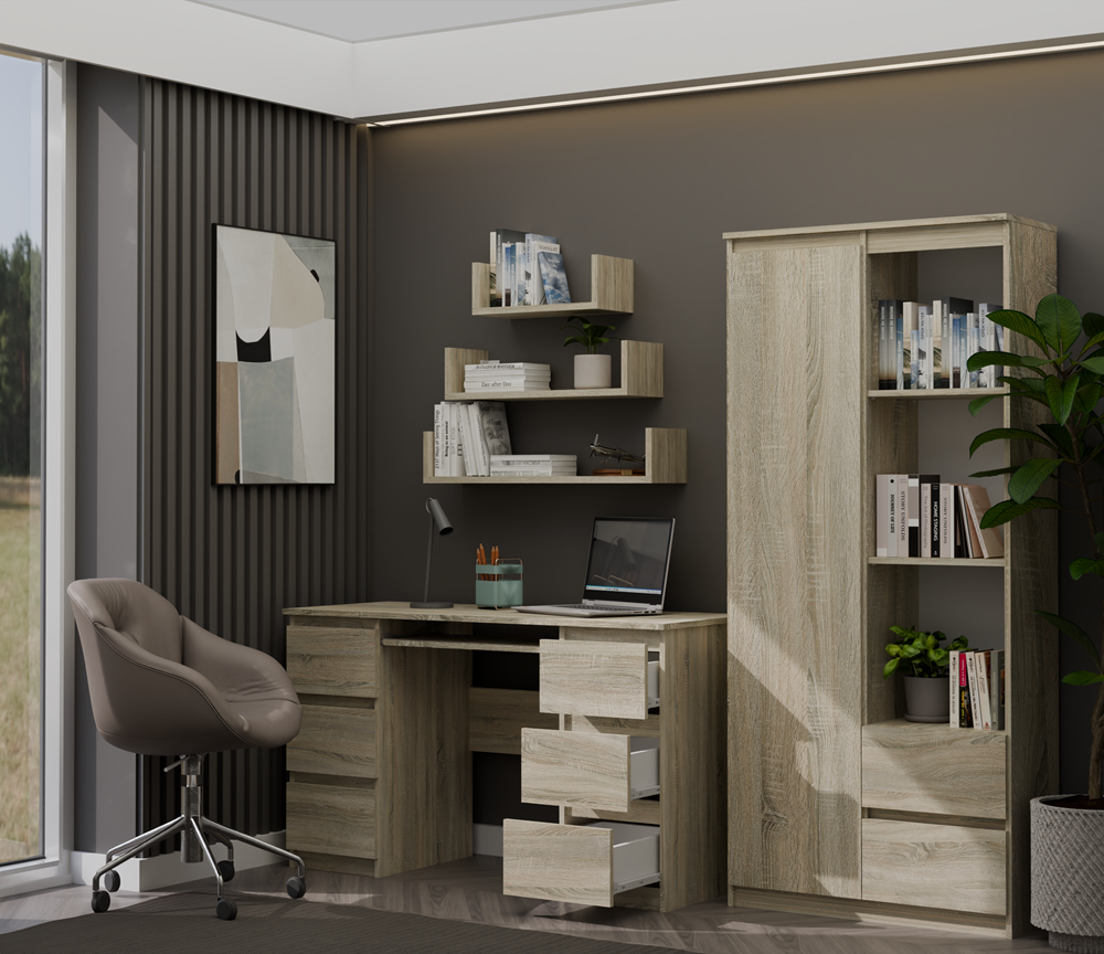 KUBABIURKOSONOMA2OT Kuba Sonoma Oak Desk - 6 Drawers - Image 4