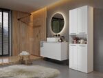 Nel 2K/DK Tall Bathroom Cabinet in White Gloss - Image 7
