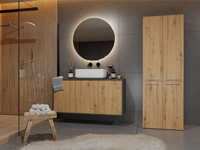 UrbanEdge Bathroom Tower Anthracite Oak - Image 8