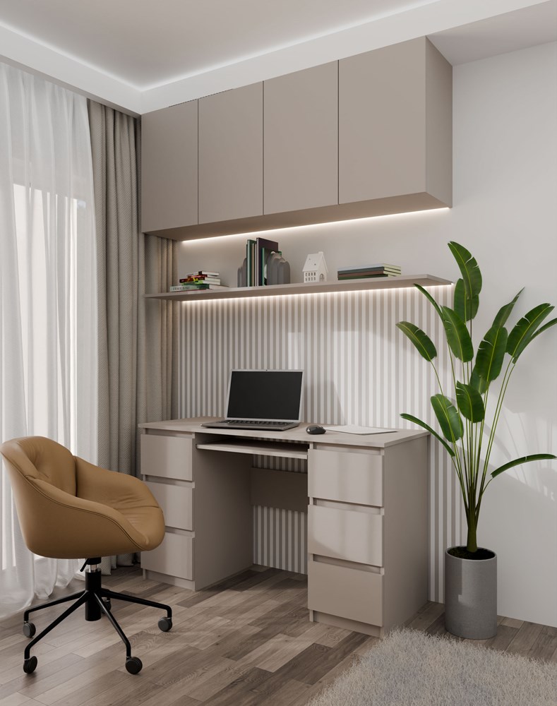 Kuba_glina Kuba Clay Grey Desk - 6 Drawers - Image 2