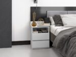 Malwa M1 Modern Bedside Table with 2 Drawers in White Matt - Image 7