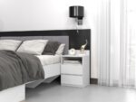 Malwa M1 Modern Bedside Table with 2 Drawers in White Matt - Image 8