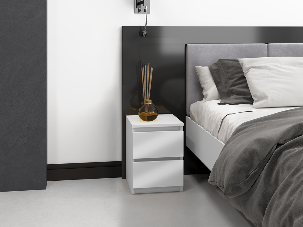 M2_close_2_W_blysk Malwa M2 Bedside Table in White High Gloss - Image 3