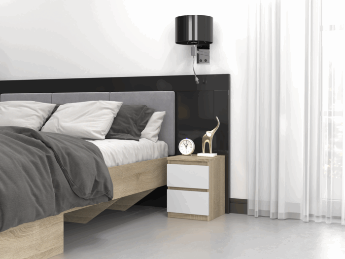 Vero M2 Bedside Table – White & Sonoma Oak - Image 4