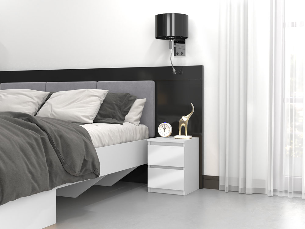M2_close_W_blysk Malwa M2 Bedside Table in White High Gloss - Image 4