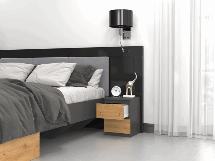 Vero M2 Small Bedside Cabinet – Anthracite & Oak - Image 5
