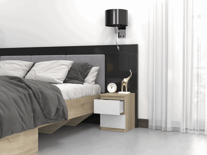 Vero M2 Bedside Table – White & Sonoma Oak - Image 5