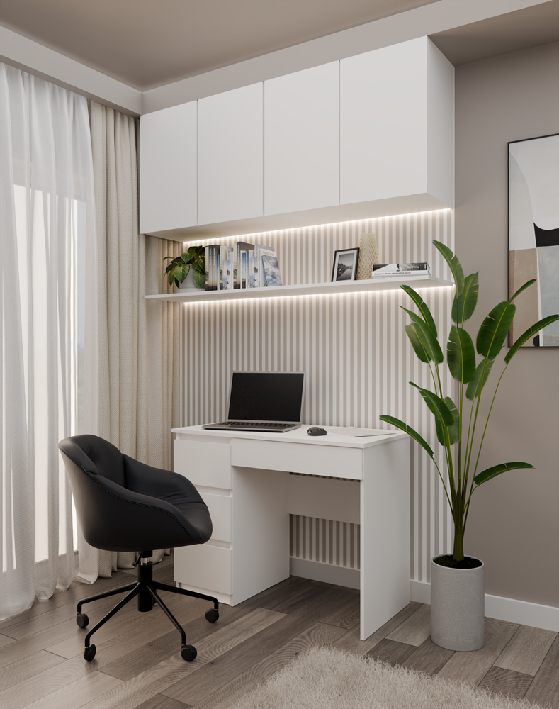 MIJASBIURKOBIELLEWE Mijas Left White Desk - 4 Drawers - Image 5