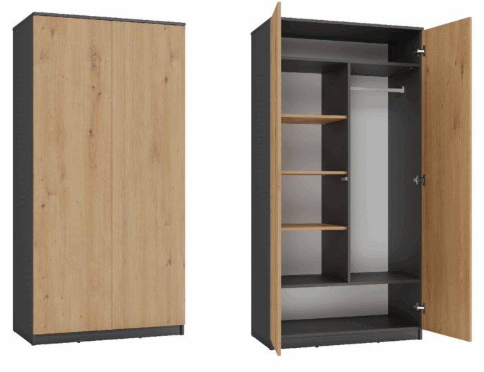Wardrobe Liora 90 Anthracite Oak - Image 1
