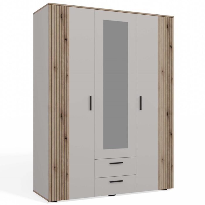 Wardrobe Nova 150 Mirror Oak Beige - Image 1