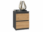 Vero M2 Small Bedside Cabinet – Anthracite & Oak - Image 2