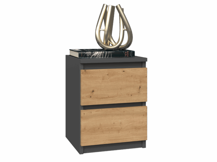Vero M2 Small Bedside Cabinet – Anthracite & Oak - Image 2