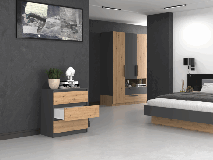 Malwa M3 Compact Cabinet – Anthracite & Oak - Image 4