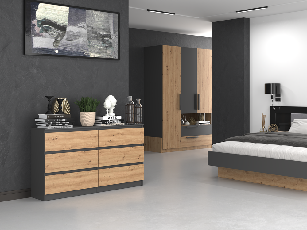 M_6_140_close Malwa M6 Dresser - Anthracite & Artisan Oak - Image 3