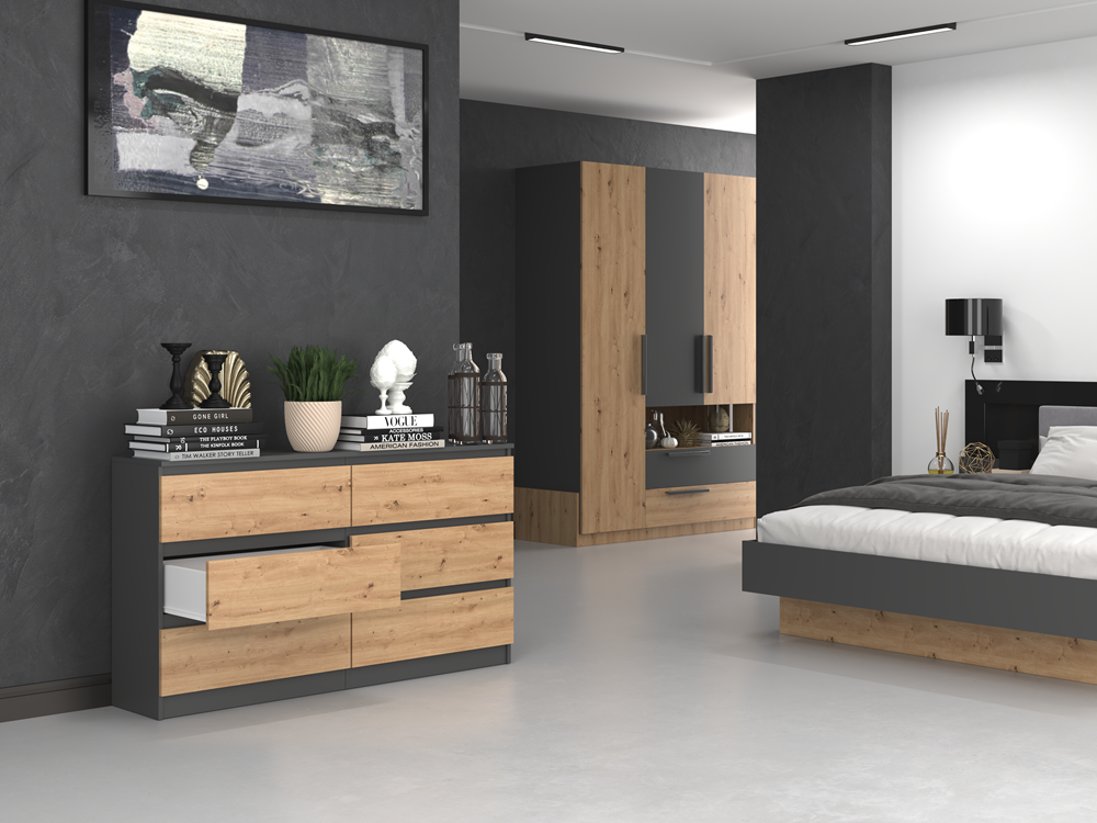 M_6_140_open Malwa M6 Dresser - Anthracite & Artisan Oak - Image 5