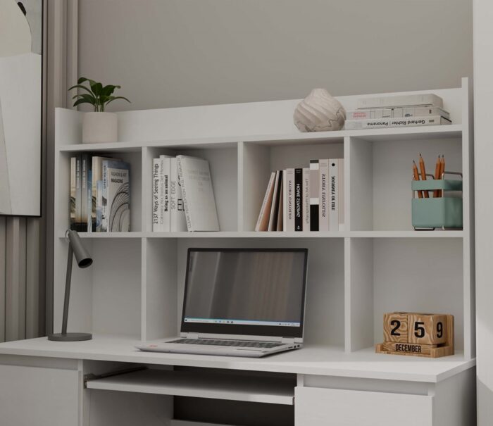 Kuba Workstation with Overhead Shelf – White - Image 3