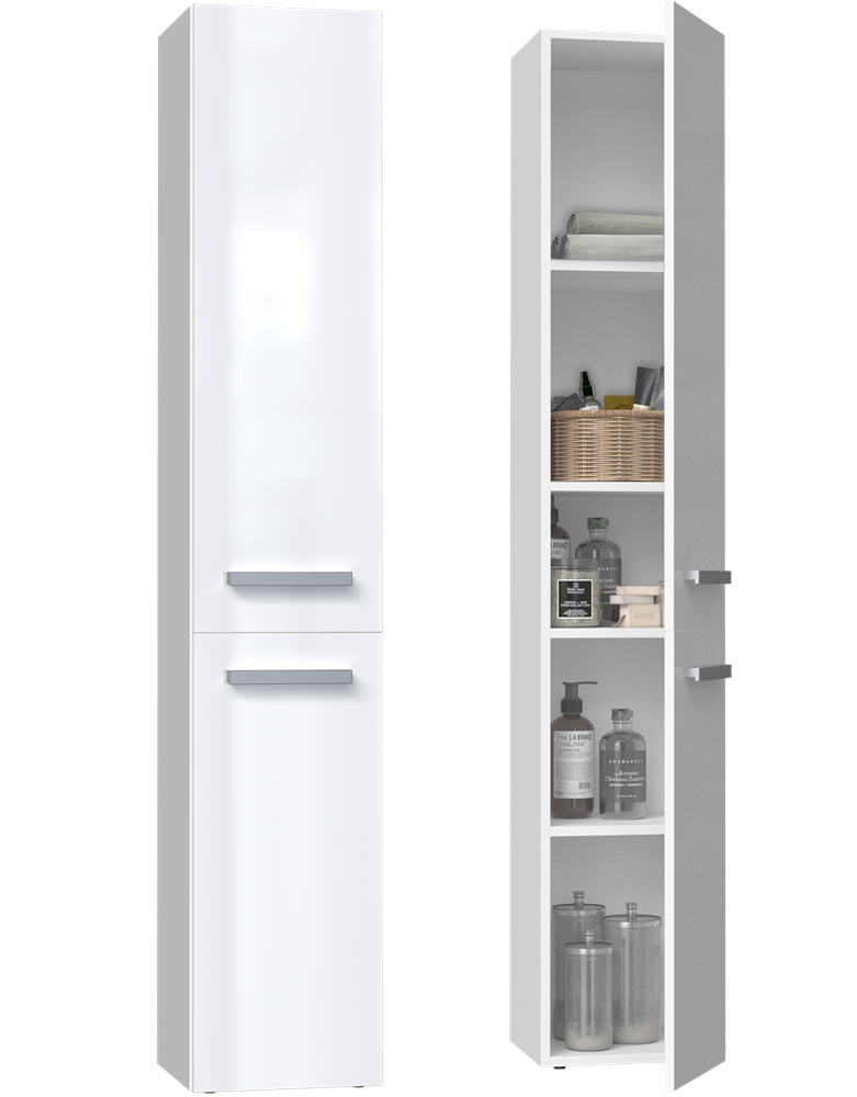 NEL-II-BIEL-POL-CROP Nel II Tall Bathroom Cabinet in White Gloss - Image 4