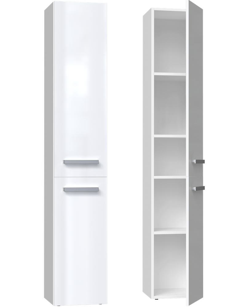 NEL-II-BIEL-POL-CROP1 Nel II Tall Bathroom Cabinet in White Gloss - Image 1