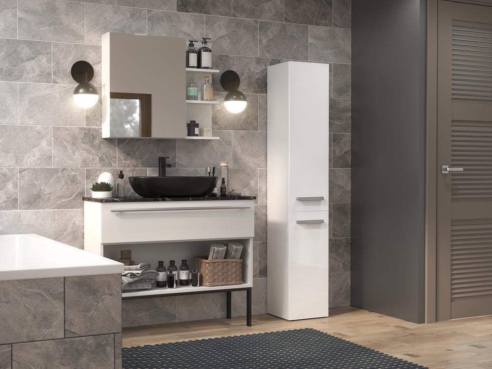NEL-II-BIEL-POL-CROP3 Nel II Tall Bathroom Cabinet in White Gloss - Image 6