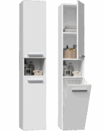 Nel III Tall Bathroom Cabinet in White Matt - Image 3
