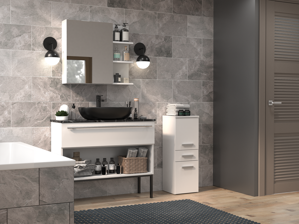 NEL-V-DDS_2-C2_0001 Nel V DDS Bathroom Cabinet in White Matt - Image 3