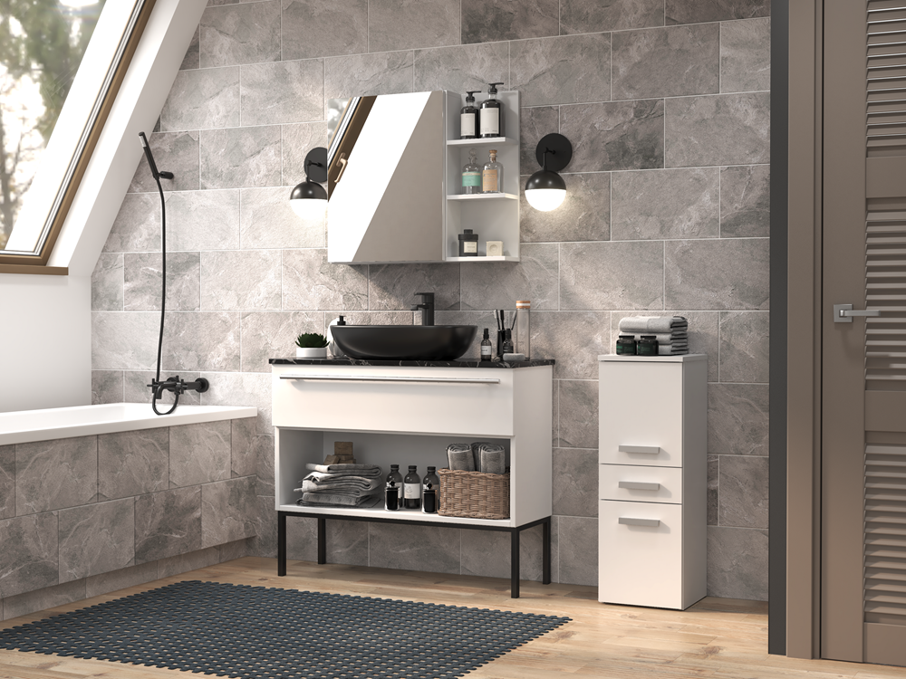 NEL-V-DDS_2_0001 Nel V DDS Bathroom Cabinet in White Matt - Image 4