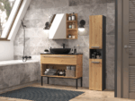 Nel III Tall Bathroom Cabinet in Anthracite / Artisan Oak - Image 4