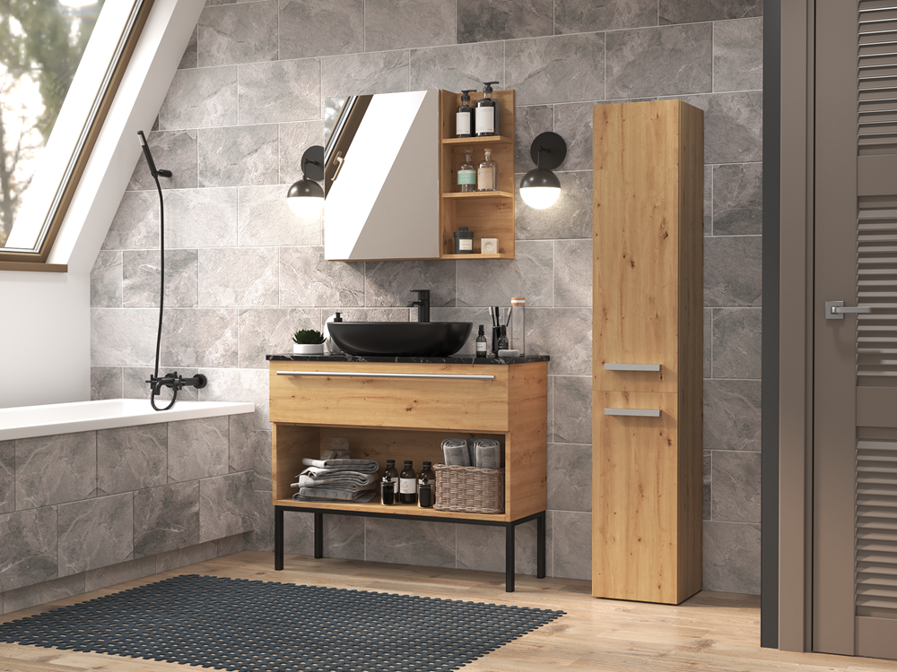 Nel_3A Nel IV Tall Bathroom Cabinet in Artisan Oak - Image 5