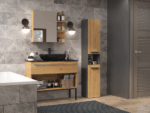 Nel III Tall Bathroom Cabinet in Anthracite / Artisan Oak - Image 5