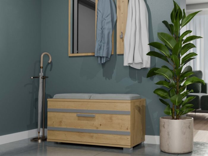 Opira Shoe Cabinet – Oak Finish - Image 3