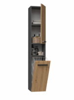 Nel III Tall Bathroom Cabinet in Anthracite / Artisan Oak - Image 7